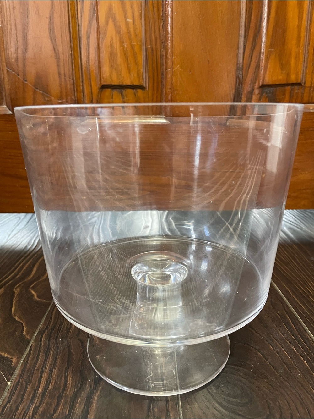 Clear Pedestal Glass Bowl - Transparent Display Centerpiece